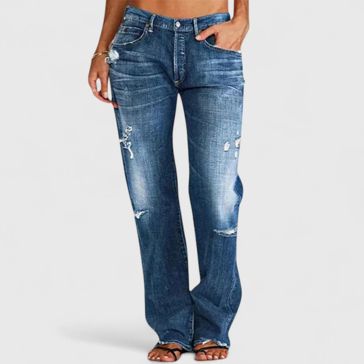 Sadie | Kvinders Lavtaljede Slidte Straight Leg Jeans