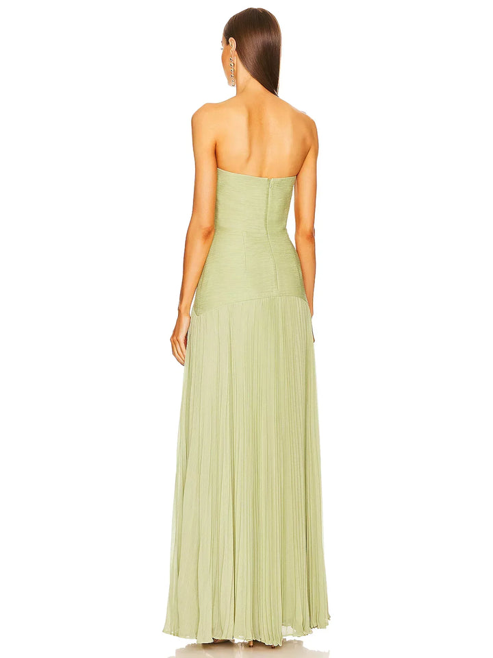 Sage | Kvinders Strapless Plisseret Maxi Kjole Formelt Aften Gown