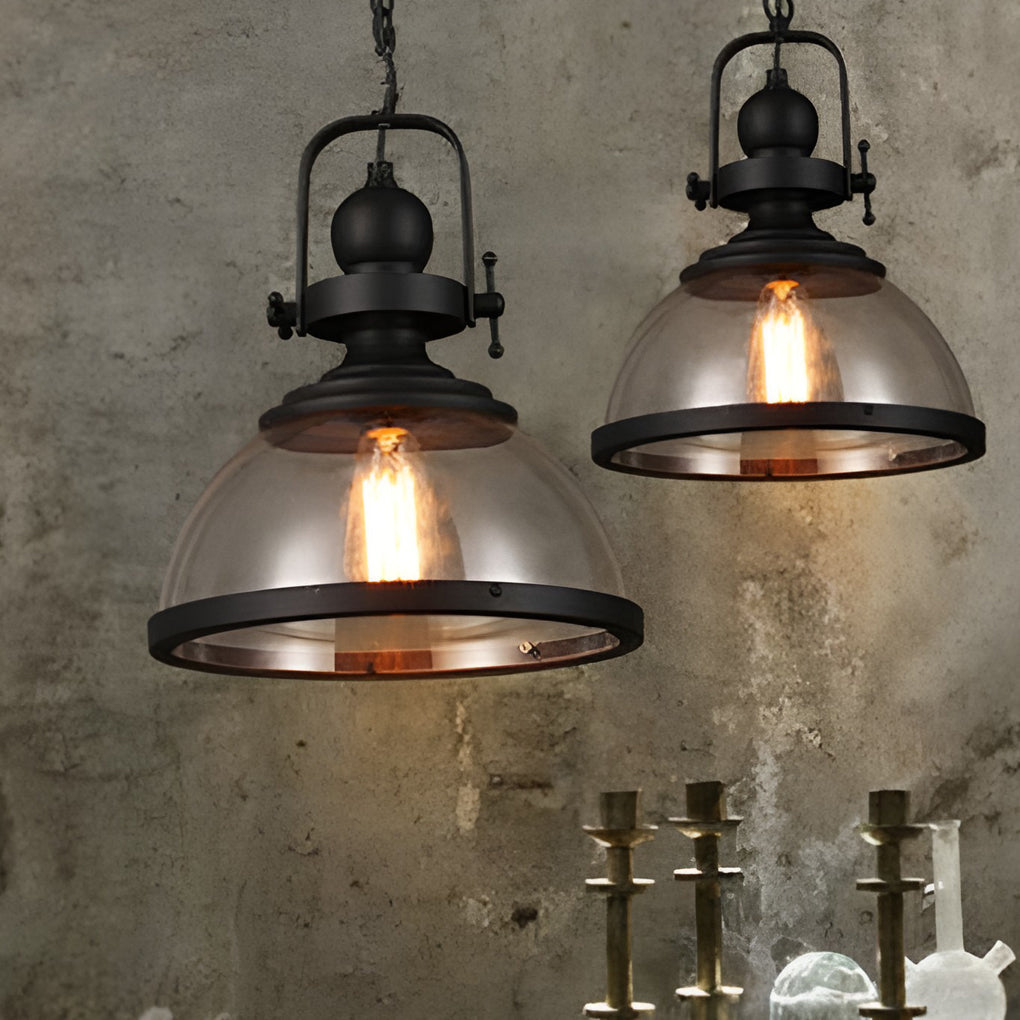 Industriel Glas Pendel Lysekrone med Skålformet Design