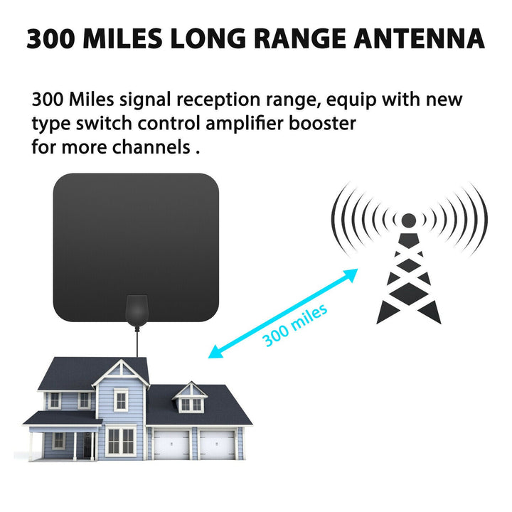 Indendørs HDTV-antenn med 300 miles rækkevidde og signalforstærker