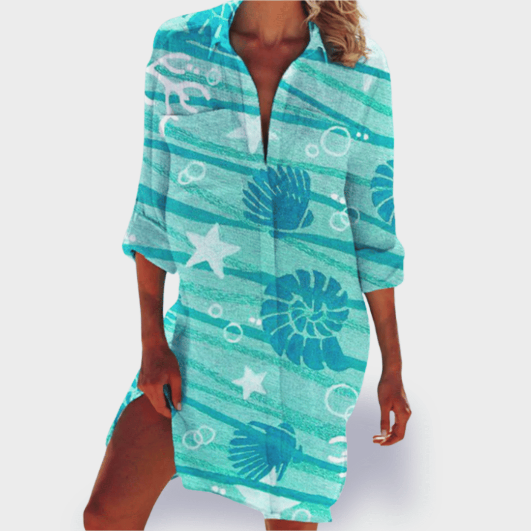 Grace | Kvinders Lette Farverige Draperet Kjole Casual Sommer