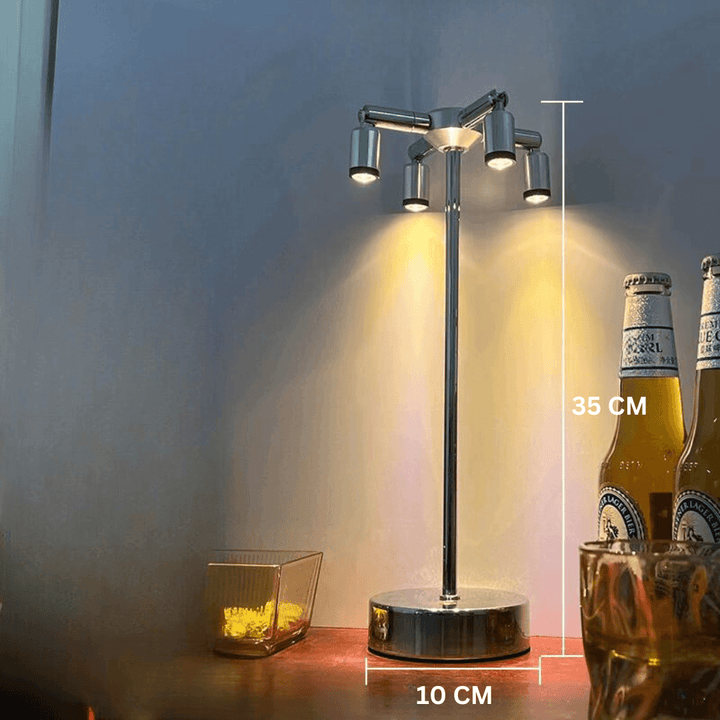 Genopladelig Vintage Bordlampe med Berøringsdæmpning i Sølv