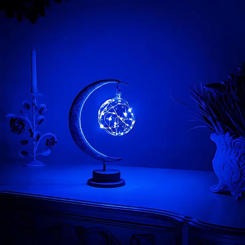 Elegant Glas LED Bordlampe med Månelys Design