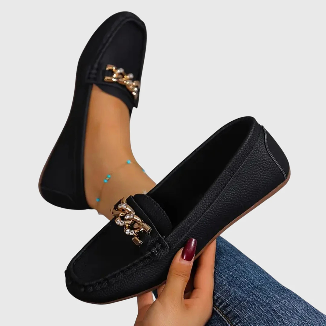Regine | Dame Slip-On Loafer med Kettendetalje