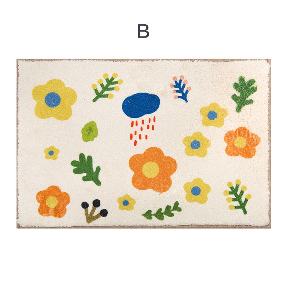 Antiskrid Mikrofiber Badeværelsesmåtte med Blomsterdesign