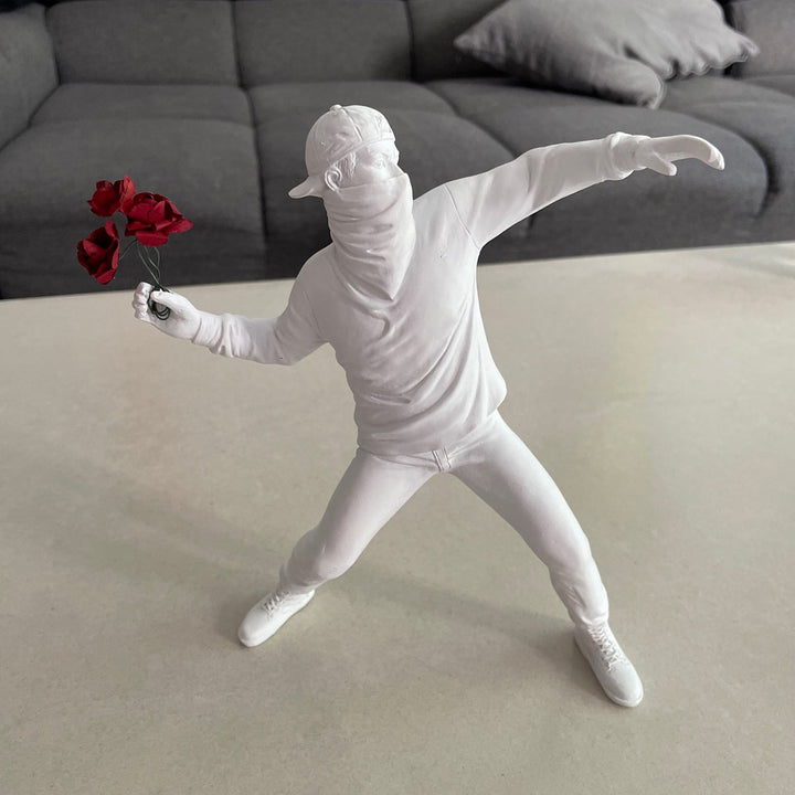 Blomster Rytter Skulptur i Høj Kvalitet Harpiks