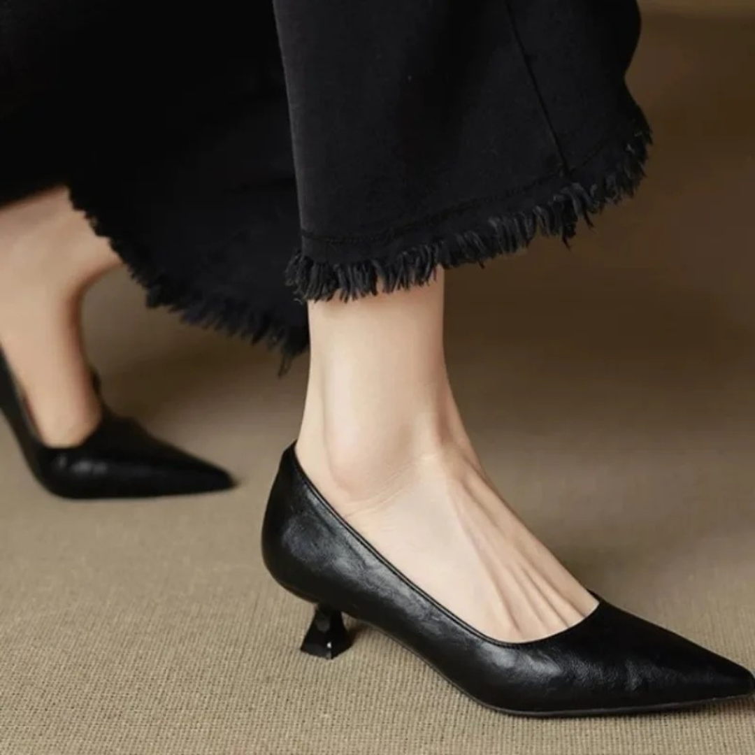 Katharina | Dame Klassiske Spidse Pumps Med Lav Hæl