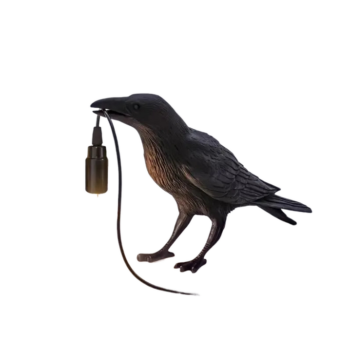 Gothic Raven Vintage Resin Lampe med E14 Stik og LED Pære