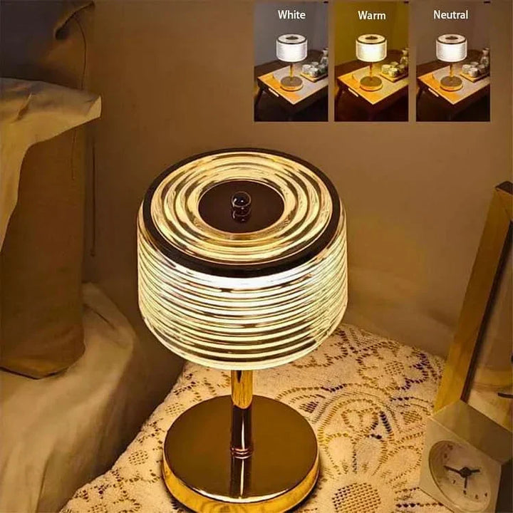 Guld LED Bordlampe med Justerbar Ringformet Skærm