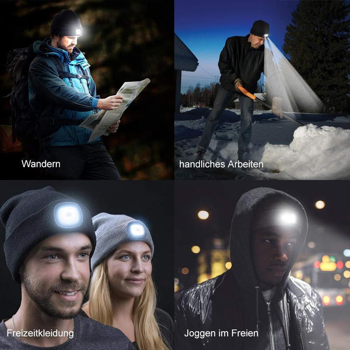 LED Beanie Hat med Aftageligt Lys til Udendørs Aktiviteter