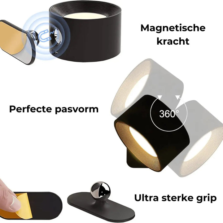 Genopladelig Trådløs Væglampe med 360° Svingfunktion