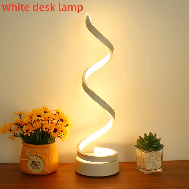 Spiralformet LED Bordlampe med Varmt Lys
