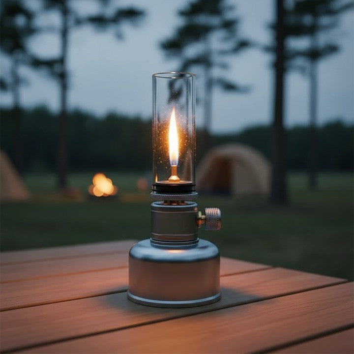 Justerbar Gas Flamme Bordlampe i Aluminium