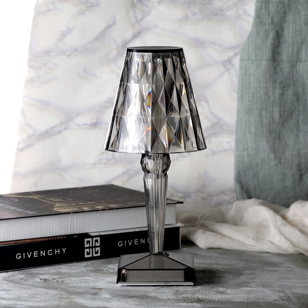 Genopladelig Touch Lampe med Krystal Finish og Tre Lysindstillinger