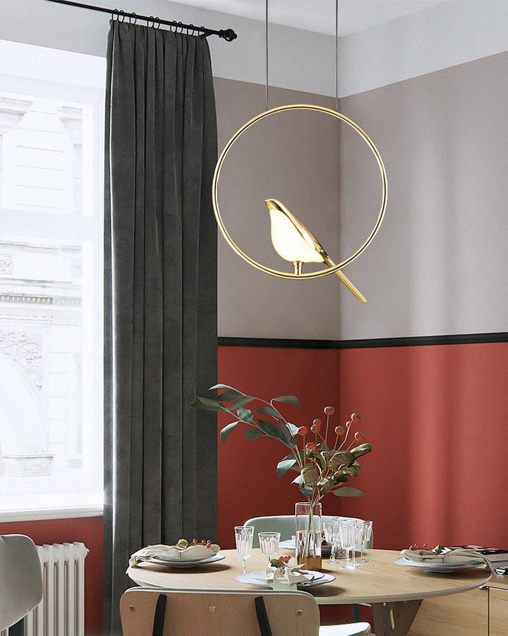 Elegant Guldfarvet LED Fuglependel