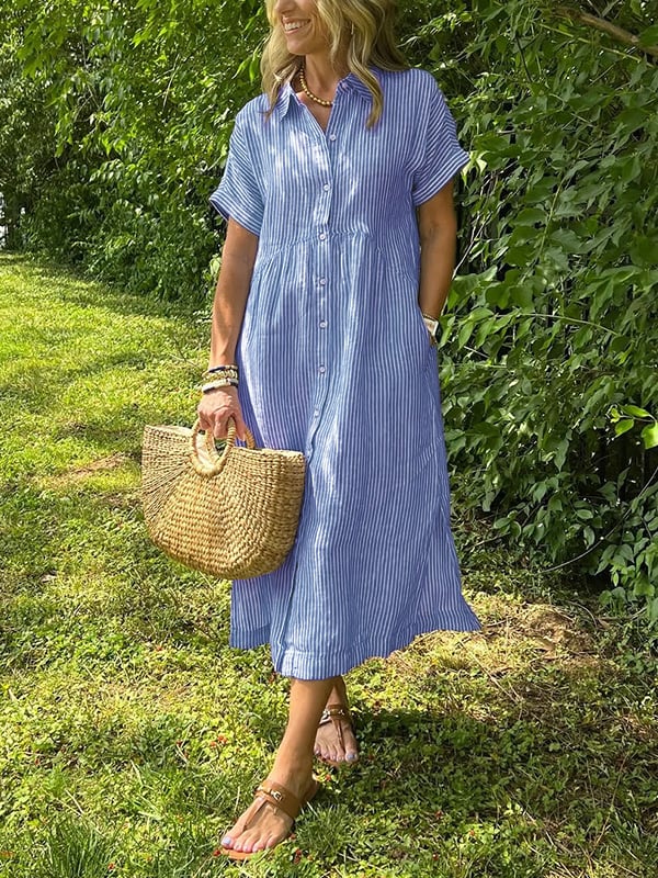 Corinne™ | Stribet Skjorte med Knapper