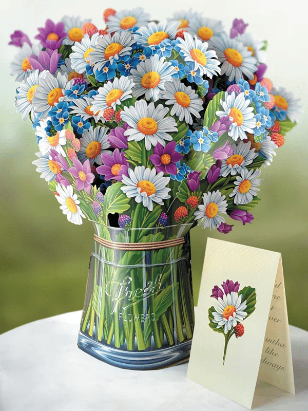 Realistisk Pop-up Blomsterkunst med Hilsen Kort