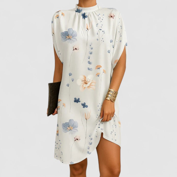 Rosie | Kvinders Mock Neck Batwing Split Ærme Midi Kjole