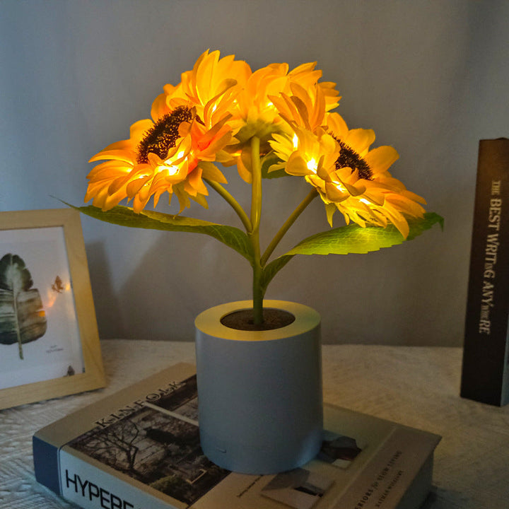 LED Solsikke Bordlampe med USB - Naturinspireret Belysning