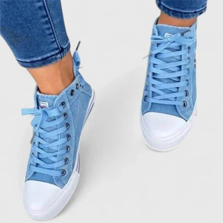 Michaela | Dame Denim Højt Skårne Sneakers