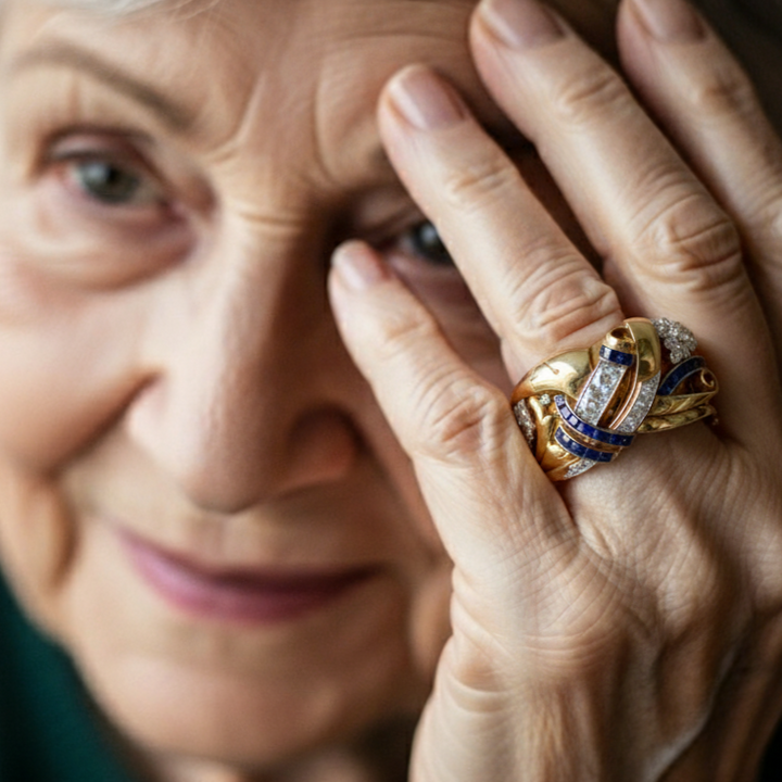 Vintage Guld Blå Zirconia Ring