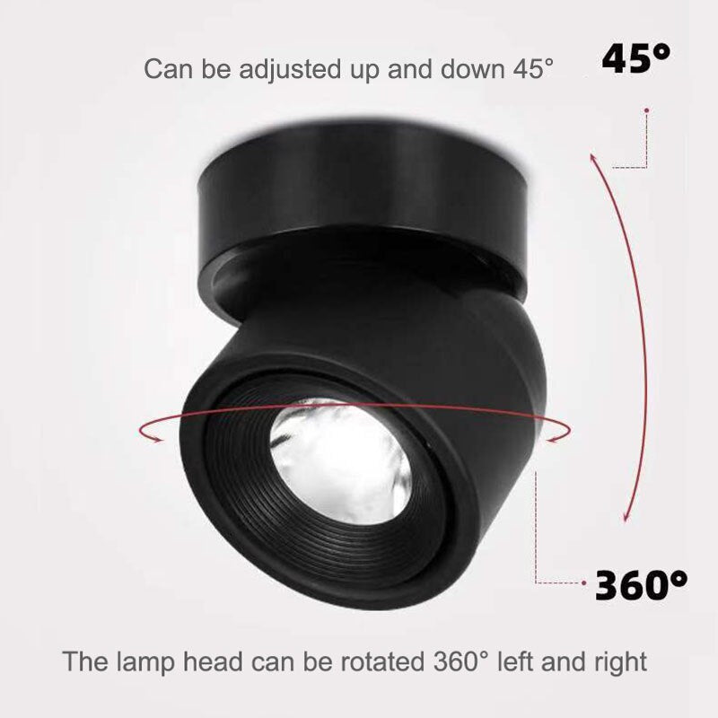 Dæmpbar Minimalistisk LED Spotlys med 340-Grad Rotation i Aluminium