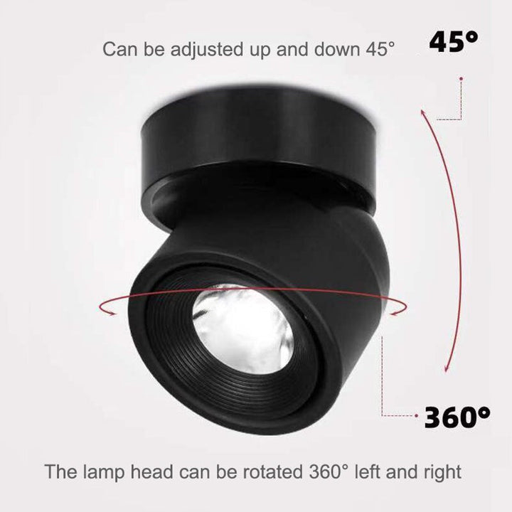 Dæmpbar Minimalistisk LED Spotlys med 340-Grad Rotation i Aluminium