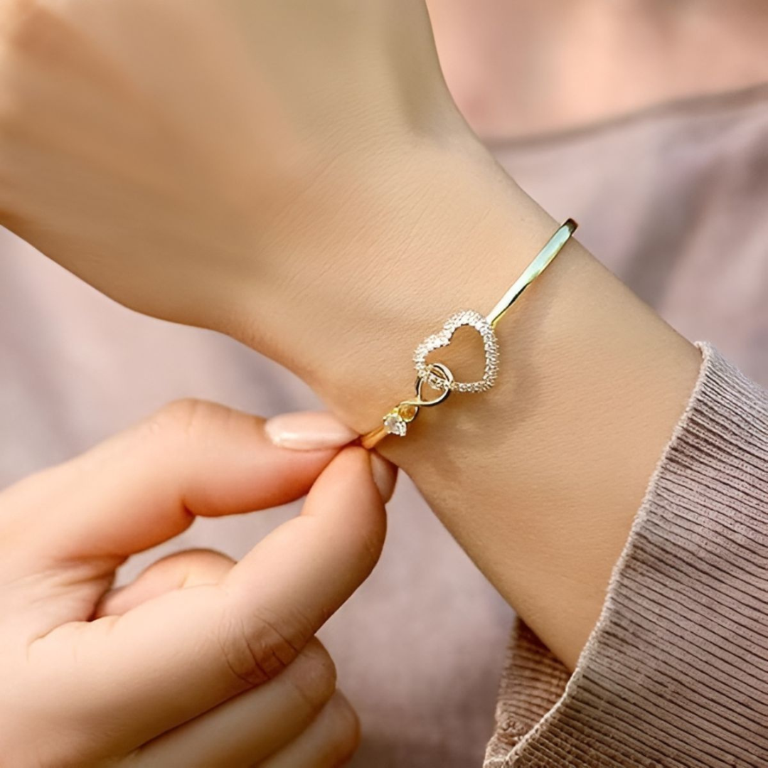 Guld & Hvidguld Hjerte Armbånd – Elegant Minimalisme