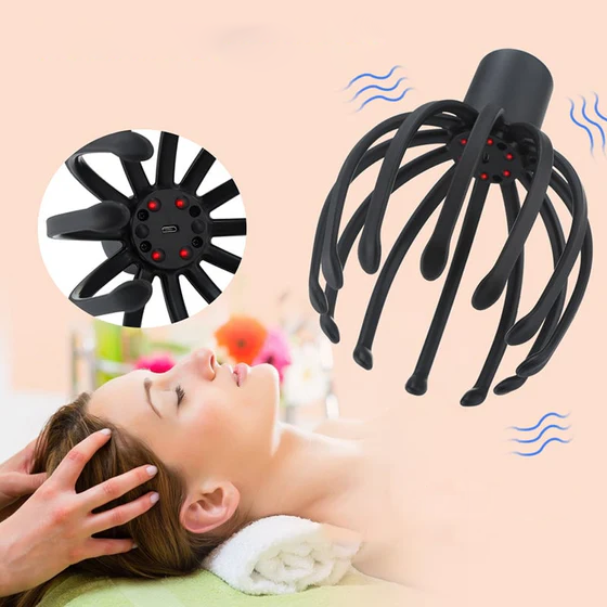 Genopladeligt Blæksprutte Hovedmassageapparat med Vibrationer