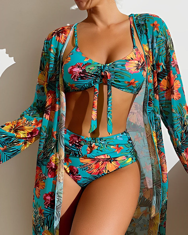 Juanita™ | Tropisk Print Bikini Sæt med Cover-Up