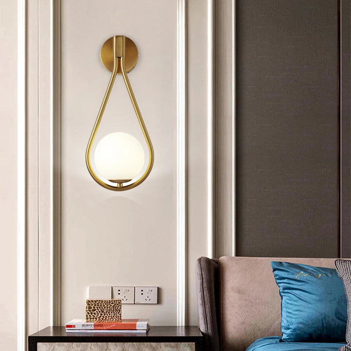 Mid-Century Modern Sphere Væglampe i Metal og Glas