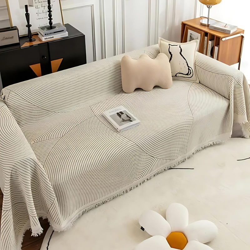Stilfuldt Frynse Sofa Dække i Polyester - Flere Farver