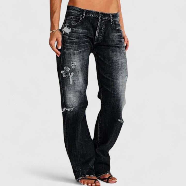 Sadie | Kvinders Lavtaljede Slidte Straight Leg Jeans