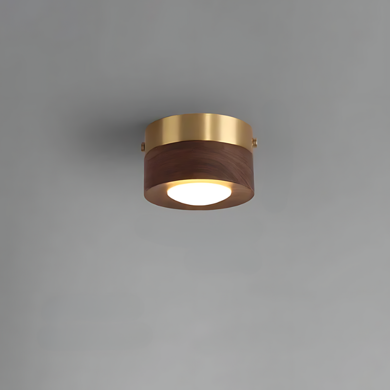 Valnød Loftlampe med Integreret LED Belysning