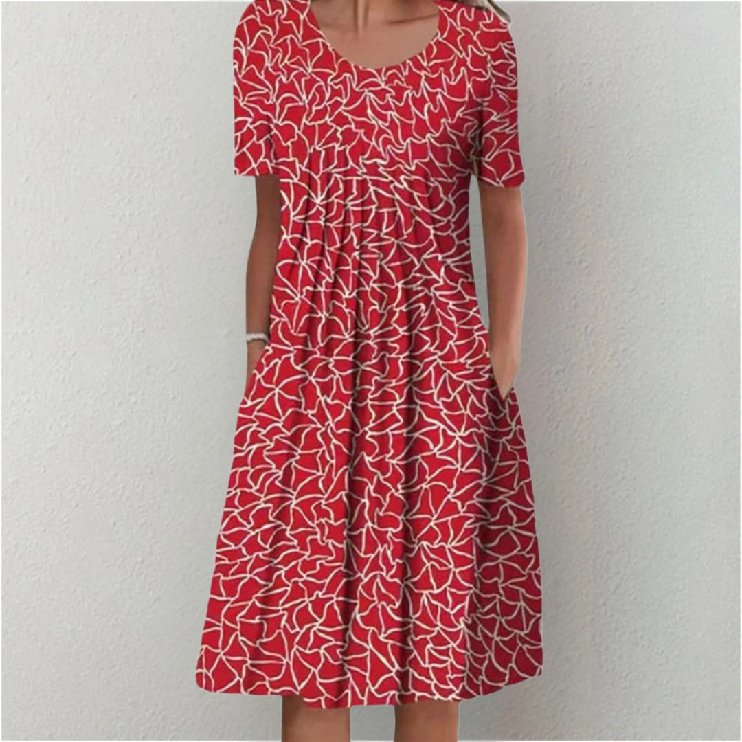Gwendolyn™ | Stilfuld og Casual Blomsterkjole med Lommer