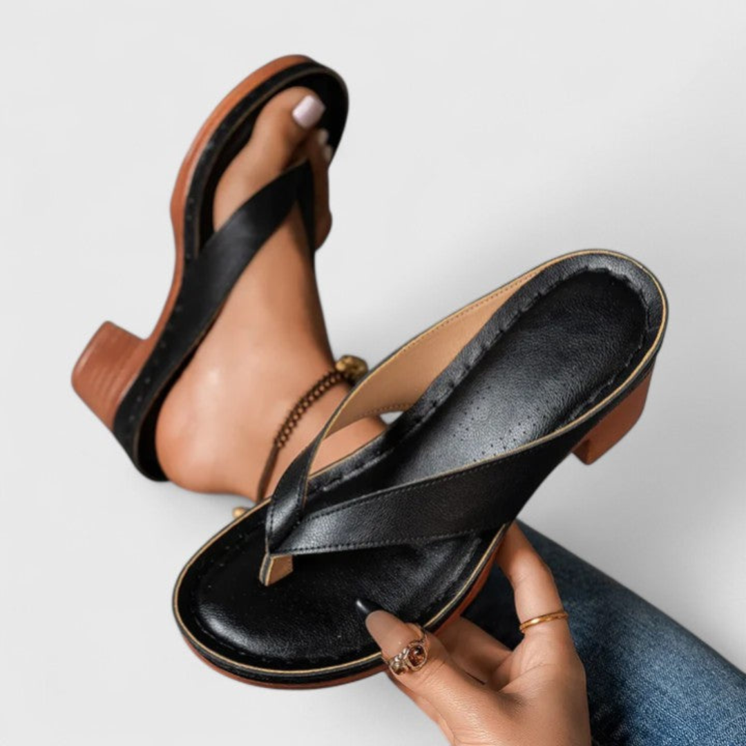 Birgit | Dame Chunky Heel Tåsplit Sandaler
