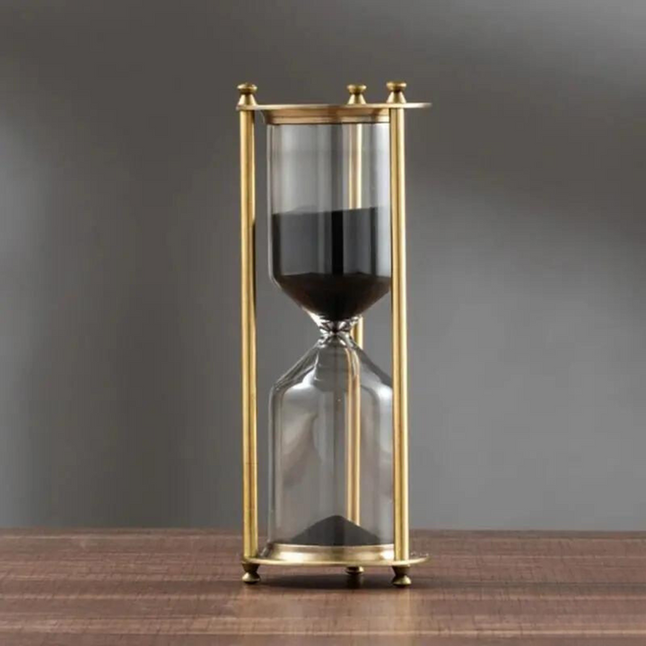 Antik Messing Timeglas med Lilla Sand - Vintage Design