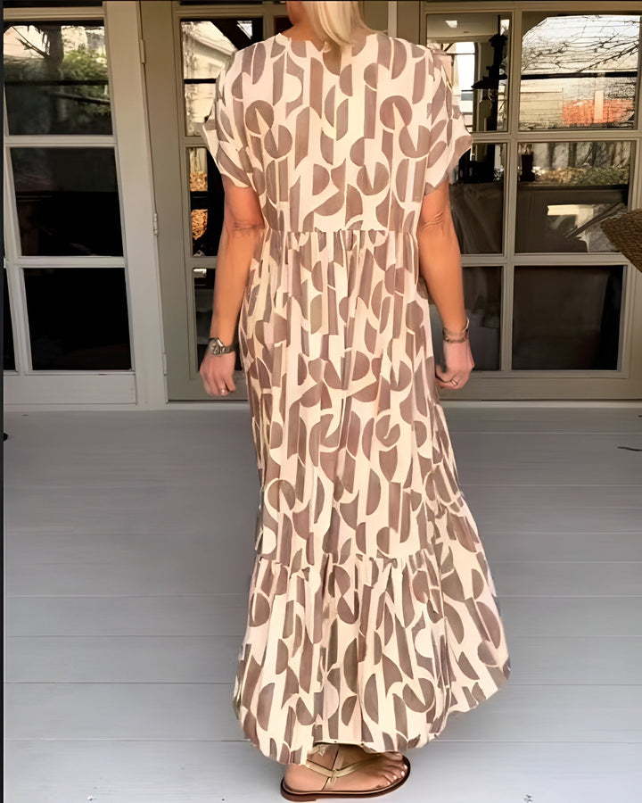 Perle | Kvinders V-Hals Flowy Draperet Midi Kjole Aften