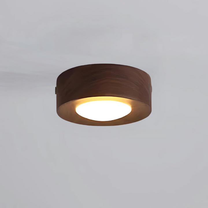 Stilfuld Valnøddetræ LED Loftlampe med Varmt Lys