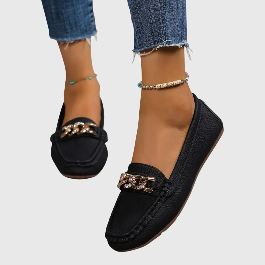 Regine | Dame Slip-On Loafer med Kettendetalje