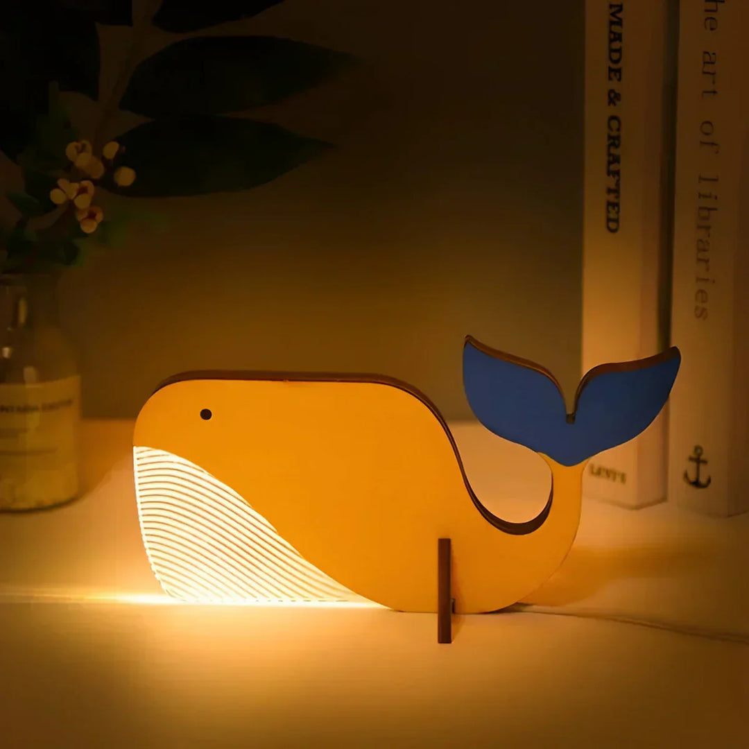 Trædyr Figur Bordlampe med Varm Glød og Legende Design