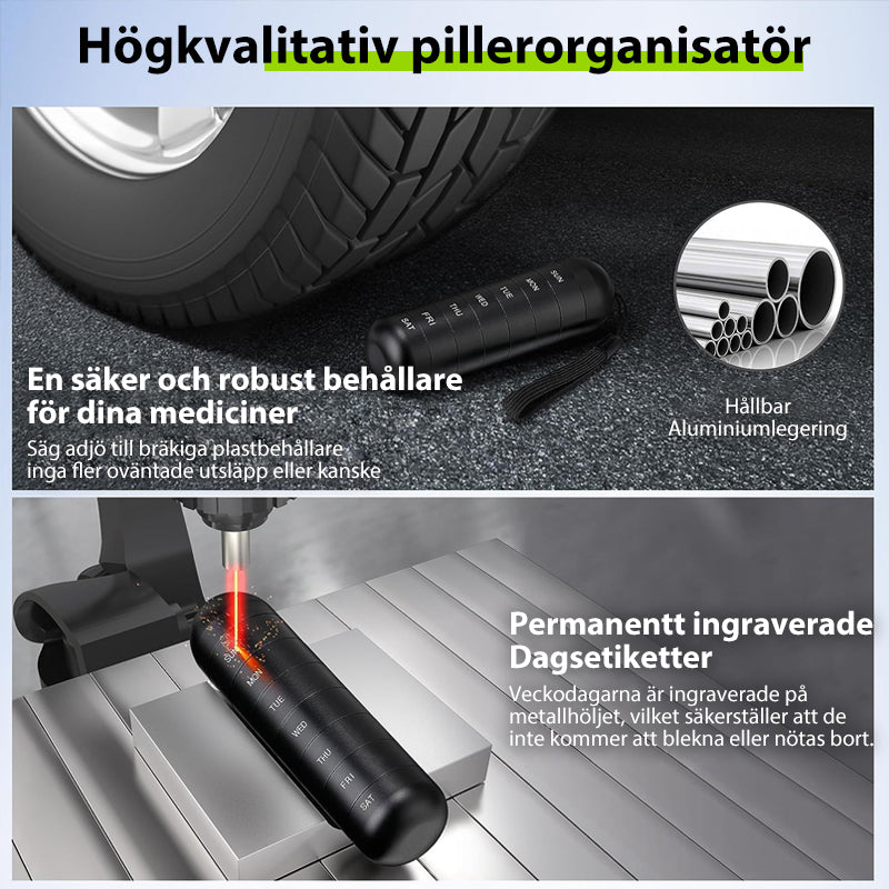 Bærbar 7-dages Pilleorganisator i Vandtæt Aluminium