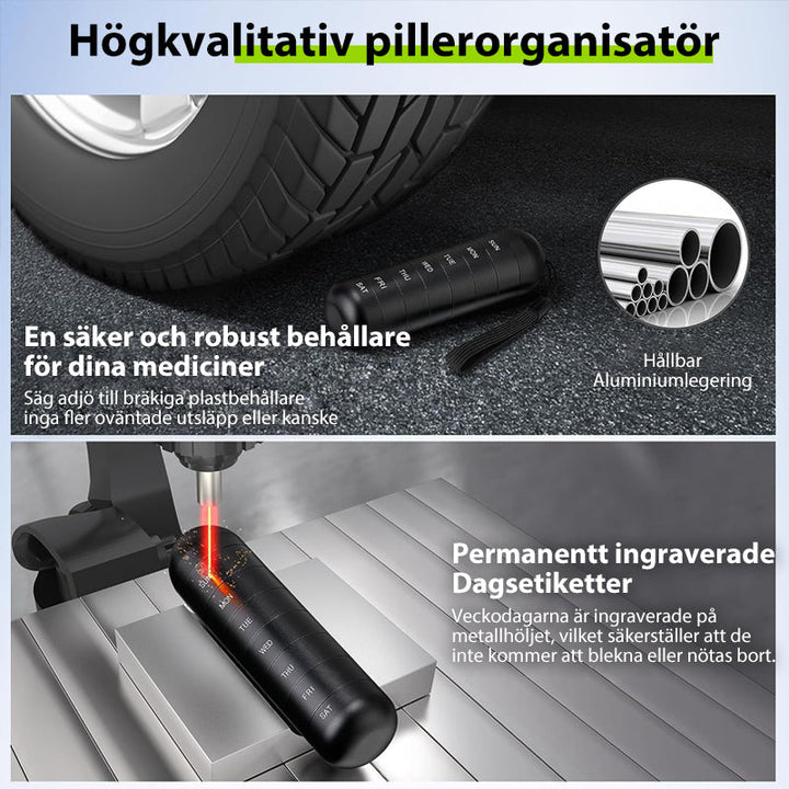 Bærbar 7-dages Pilleorganisator i Vandtæt Aluminium