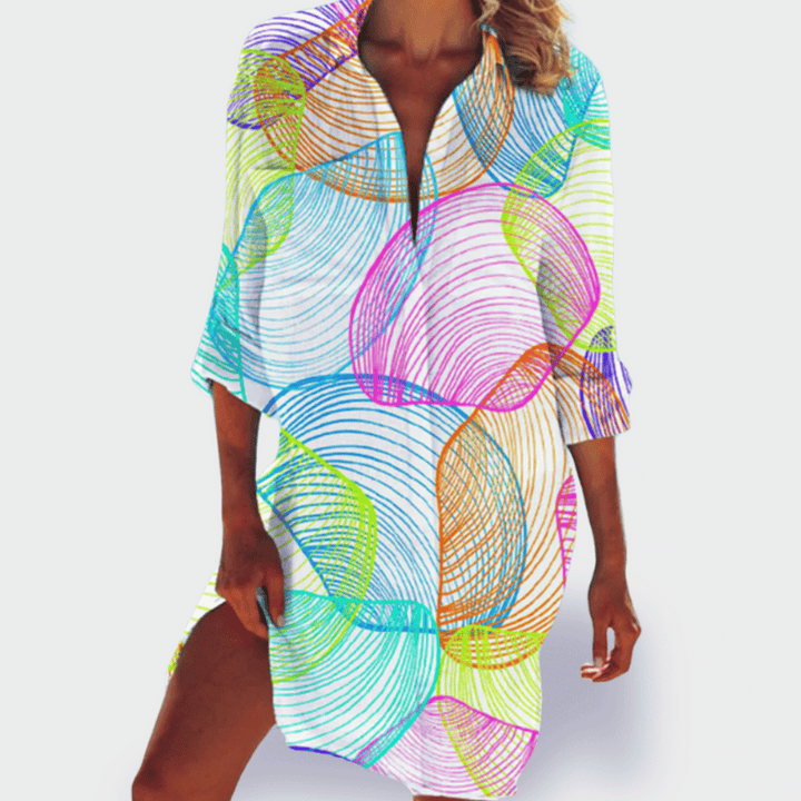 Grace | Kvinders Lette Farverige Draperet Kjole Casual Sommer