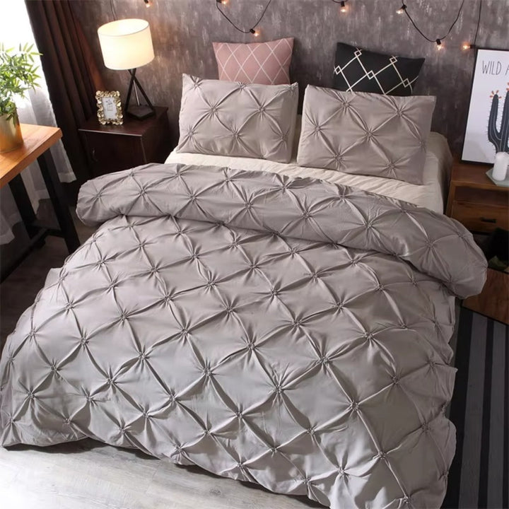 Pintuck Duvet Cover Sæt i Mikrofiber - 3 Stykker