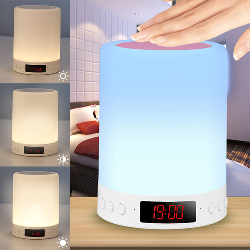 Bluetooth Højttaler med LED Lampe og Vækkeur