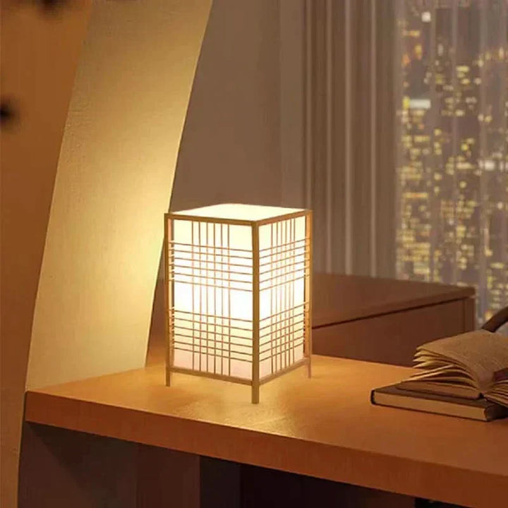 Japansk Bambus Bordlampe med Varm Hvid Lys