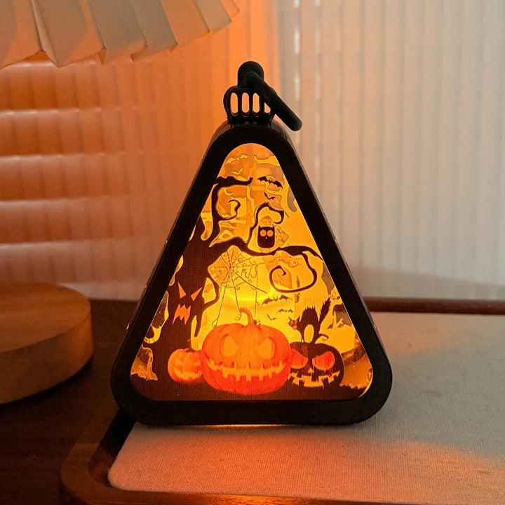Trekantet Halloween Bordlampe med Spooky Motiver