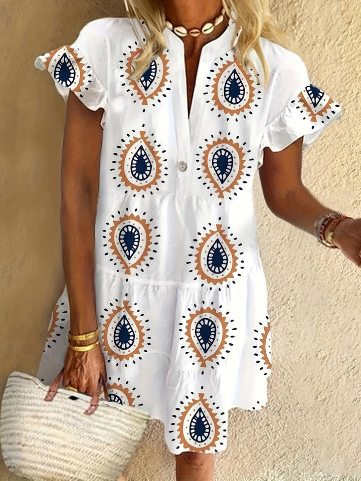 Presley | Kvinders Boho Flowy Draperet Midi Kjole Cocktail