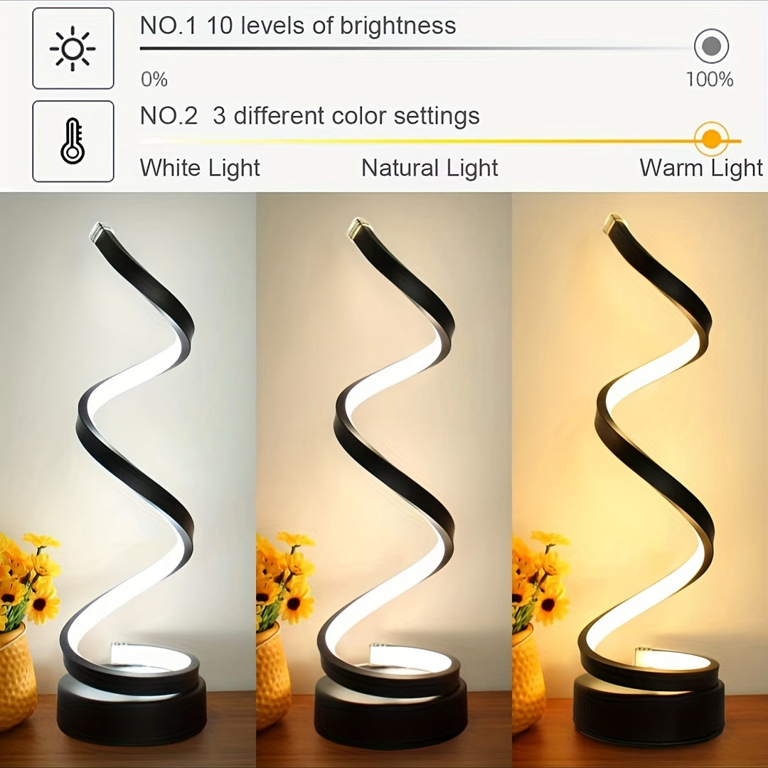 Spiralformet LED Bordlampe med Varmt Lys
